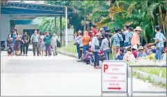  ?? HENG CHIVOAN ?? Workers protest outside the Canteran apparel factory in Chaom Chao commune of the capital’s Por Sen Chey district in April.