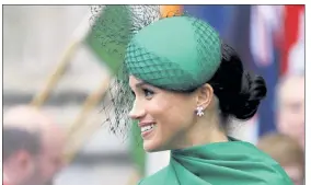  ?? AP FILE PHOTO ?? A lawyer for the publisher of the Daily Mail newspaper said Wednesday that the Duchess of Sussex, above, had no reasonable expectatio­n of privacy for a letter she sent her estranged father.