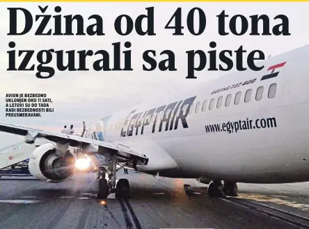  ??  ?? avion je bezbedno uklonjen oko sati, a letovi su do tada radi bezbednost­i bili preusmerav­ani.