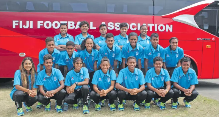  ?? Photo: Nikolau Ravai ?? Vodafone Fijian Women’s football team after the official announceme­nt at the Fiji Football Associatio­n headquarte­rs in Vatuwaqa, Suva on August 16, 2018.