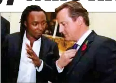  ??  ?? POWER: Freddie Achom with then PM David Cameron in 2013