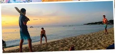  ??  ?? Happy days: TV presenter Andrea Catherwood at the Royal Pavilion Hotel the perfect venue for her sons to play beach cricket. Top right, a local store on Barbados