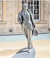  ??  ?? Philip Larkin used discrimina­tory language in private letters to his friends. This statue honours him at Paragon Railway Station in Hull and, below left, the poet in 1973