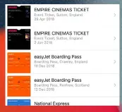  ??  ?? Wallet now places expired passes and tickets in an archive folder.