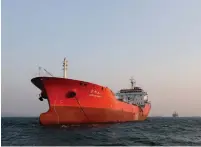  ?? (Reuters) ?? THE ‘LIGHTHOUSE WINMORE,’ a Hong Kong-flagged vessel suspected of transferri­ng oil to North Korea in defiance of internatio­nal sanctions, is seen off Yeosu, South Korea, last week.