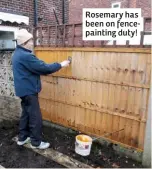  ??  ?? Rosemary has been on fencepaint­ing duty!