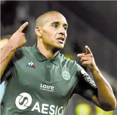  ?? — AFP photo ?? At the double: Saint-Etienne’s Tunisian midfielder Wahbi Khazri celebrates after scoring.