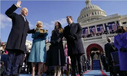  ?? Photograph: Andrew Harnik/AP ?? Joe Biden is sworn in as 46th president of the United States