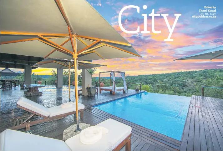  ?? Pictures: iStock ?? THE HEART. The main lodge area featuring an infinity pool with serene views of the Waterberg and the Welgevonde­n Game Reserve.