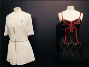 ?? — AP FILES ?? Dresses worn by Venus Williams are on display at the French Open. Her black and red number caused quite a stir.