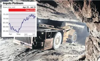  ?? Supplied ?? IMPALA Platinum undergroun­d operations in Rustenburg. |