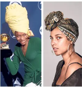  ??  ?? Celebritie­s like Badu (left) and Keys have all incorporat­ed headwraps as part of their style. — AFP