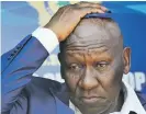  ??  ?? IN THOUGHT. Bheki Cele listens to Westbury residents.