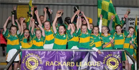  ??  ?? The delighted Gaelscoil Loch Garman girls after their victory.