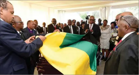  ?? Picture: @Presidency­ZA ?? HAMBA KAHLE: Deputy President Cyril Ramaphosa at the special official funeral service of Professor Keorapetse William Kgositsile at Marks Park in Johannesbu­rg.