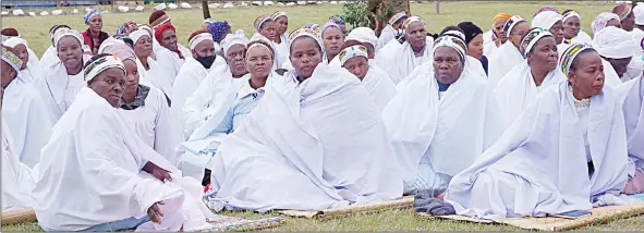  ?? ?? A section of women congregant­s listening to the teachings of the church during the morning prayer service.