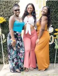  ??  ?? From left: Rochelle Vassell, Tianna Porter and Alexis Reid enjoyed a girls’ day out as they partied at the premium all-inclusive brunch.