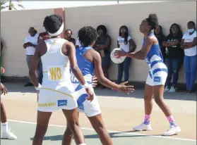  ?? Photo: Contribute­d ?? On course… Tigers (blue and white kit) continue their impressive run in the MTC NNPL after beating Namibia Navy (yellow and white kit) 48-38 on Saturday.