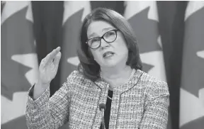  ?? THE CANADIAN PRESS/ADRIAN WYLD PHOTO ?? Indigenous Services Minister Jane Philpott speaks during a news conference in Ottawa on Tuesday. A federal briefing package on the new Indigenous Services department in the federal government says Indigenous people in Canada don’t do as well as they...