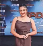  ?? AP ?? Laurie Hernandez arrives at the world premiere of "Spider-Man: Far From Home" on June 26.