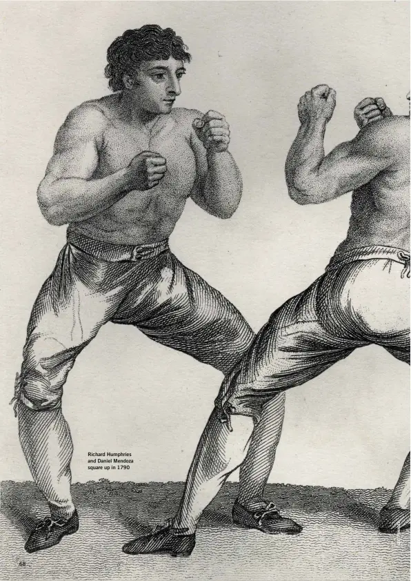  ??  ?? Richard Humphries and Daniel Mendoza square up in 1790