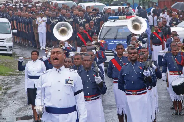  ?? Photo: Police Media Cell ?? The funeral cortege of the late PC Siuta Niumataiwa­lu who was stabbed and later died in the course of trying to catch an alleged thief in Lautoka last week.