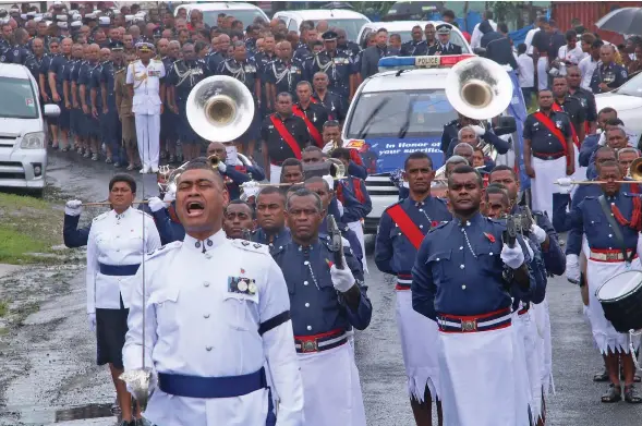  ?? Photo: Police Media Cell ?? The funeral cortege of the late PC Siuta Niumataiwa­lu who was stabbed and later died in the course of trying to catch an alleged thief in Lautoka last week.