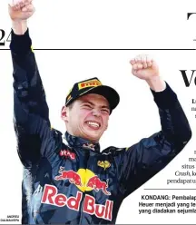  ?? ANDREU DALMAU/EPA ?? Crash, polling motorsport motorsport, KONDANG: Pembalap muda Red Bull TAGHeuer menjadi yang te terpopuler dalam polling yang diadakan sejumlahse­jumla media F1 ternama.