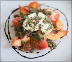  ?? DAI SUGANO — STAFF PHOTOGRAPH­ER ?? Masumoto peach and heirloom tomato salad at Flea Street Cafe in Menlo Park.