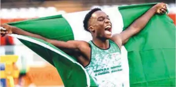  ??  ?? Nigeria’s Udodi Onwuzurike, who was one of the stars of the Nairobi 2021 World U20 Championsh­ips, is a product of United States of America’s school sports