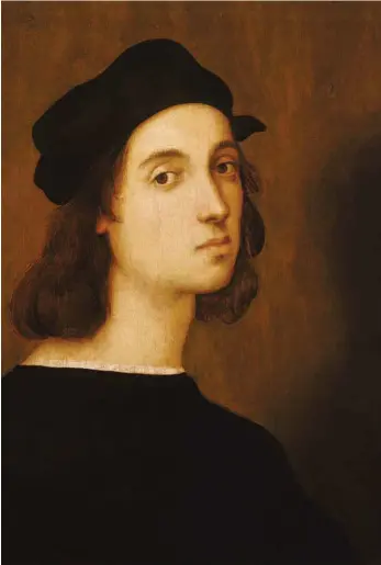  ?? FOTO: UFFIZIEN FLORENZ ?? Im Jahre 1507/08 hat Raffael dieses Selbstbild­nis gemalt. Da war er 27 Jahre alt. Es könnte sein, dass sich der Maler noch jünglingsh­after gemacht hat, als er es damals war.