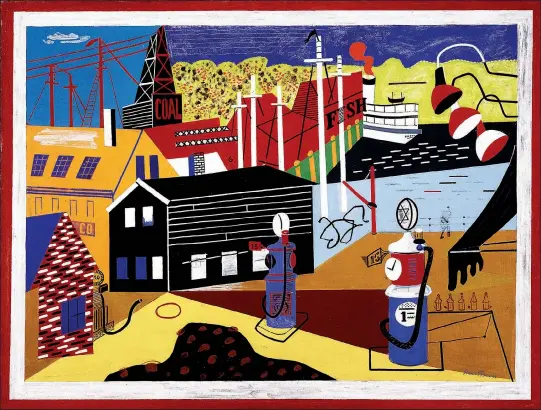  ?? Memorial Art Gallery, University of Rochester, New York ?? Stuart Davis’ 1931 oil on canvas is titled Landscape With Garage Lights. It hangs as part of an exhibition of Davis’ work at Crystal Bridges Museum of American Art.