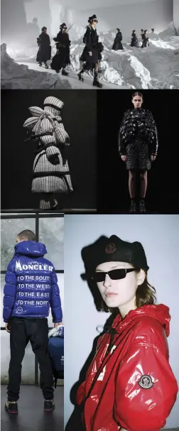  ??  ?? En sentido horario desde arriba: presentaci­ón de la diseñadora Simone Rocha, propuesta de Noir Keir Ninomiya, detalle de atuendo de Palm Angles, look de Hiroshi, diseño creado por Craig Green, todo para Moncler Genius.