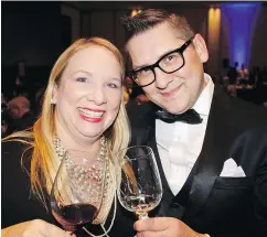  ?? ?? Town Hall Brands’ Leeann Froese and Andrew von Rosen’s treasure chest of fine Amarone della Valpolicel­la Classico wine donated to the live auction was a major hit with partygoers.