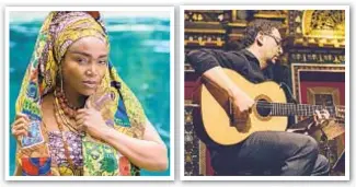  ??  ?? Haitian singer Emeline Michel (l.) and Israeli guitarist Dan Nadel (r.) will kick off Flushing Town Hall’s “Common Ground: Mini-Global Mashups” series Sunday.