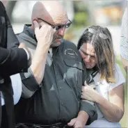  ?? Eric Gay ?? The Associated Press Pastor Frank Pomeroy and his wife, Sherri, in Sutherland Springs, Texas, on Monday. The Pomeroys’ daugher, Annabelle, 14, was killed in Sunday’s shooting.