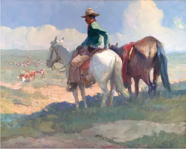  ??  ?? Oscar E. Berninghau­s (1874-1952), The Lookout, oil on canvas, 24 x 30” Estimate: $125/175,000