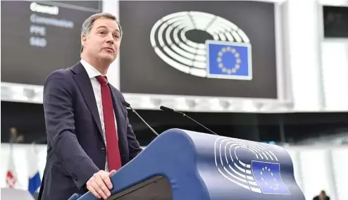  ?? ?? Le Premier ministre belge Alexander de Croo au Parlement européen à Strasbourg