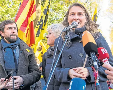  ?? ?? Catalan foreign minister Meritxell Serret speaks at a rally in Brussels in 2017
Picture Isopix/ Shuttersto­ck