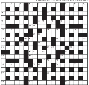  ??  ?? Crossword answers can be found on the Stars page