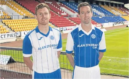  ?? Picture: PPA. ?? Liam Craig, left, and Steven MacLean wear St Johnstone’s new home and away strips for 2017-18.