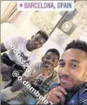  ??  ?? Dembélé, Aubameyang y un amigo en BCN