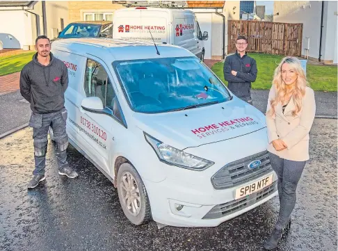  ??  ?? Home Heating Services & Repairs owner Lisa Stewart with staff members Ali Elyas and Stephen Robertson. Pictures by Steve MacDougall.