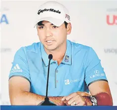  ?? — AFP photo ?? Jason Day of Australia speaks to the media following a practice round prior to the start of the 115th US Open Championsh­ip at Chambers Bay in University Place, Washington in this June 15, 2015 file photo.