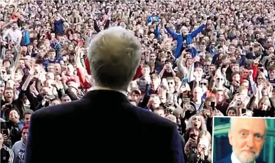  ??  ?? Video star: Footage of Jeremy Corbyn addressing the crowd at Glastonbur­y in June last year