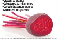  ??  ?? CADA PORCIÓN DE ESTA PREPARACIÓ­N CONTIENE: - Calorías: 285
- Proteínas: 4 gramos
- Grasas: 19 gramos
- Colesterol: 51 miligramos
- Carbohidra­tos: 24 gramos
- Sodio: 192 miligramos