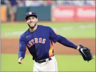  ?? Michael Wyke / Associated Press ?? The Astros’ George Springer reacts after a win against the Diamondbac­ks in the last regular-season home game, in Houston, on Sept. 20.