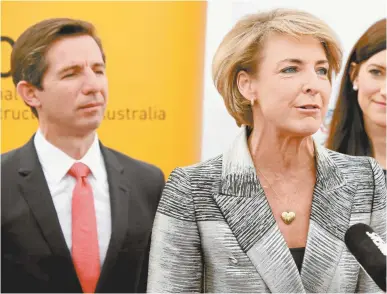  ??  ?? The former education minister Simon Birmingham (left) and the current skills minister, Michaelia Cash.