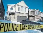  ?? MATHEW MCCARTHY WATERLOO REGION RECORD ?? Police tape and evidence markers sit outside 363 Beechdrops Dr. in Waterloo where a man was shot Thursday night.
