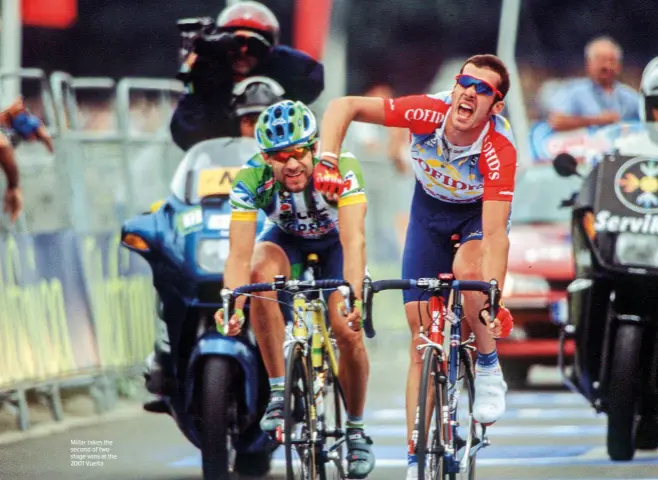  ??  ?? Millar takes the second of two stage wins at the 2001 Vuelta